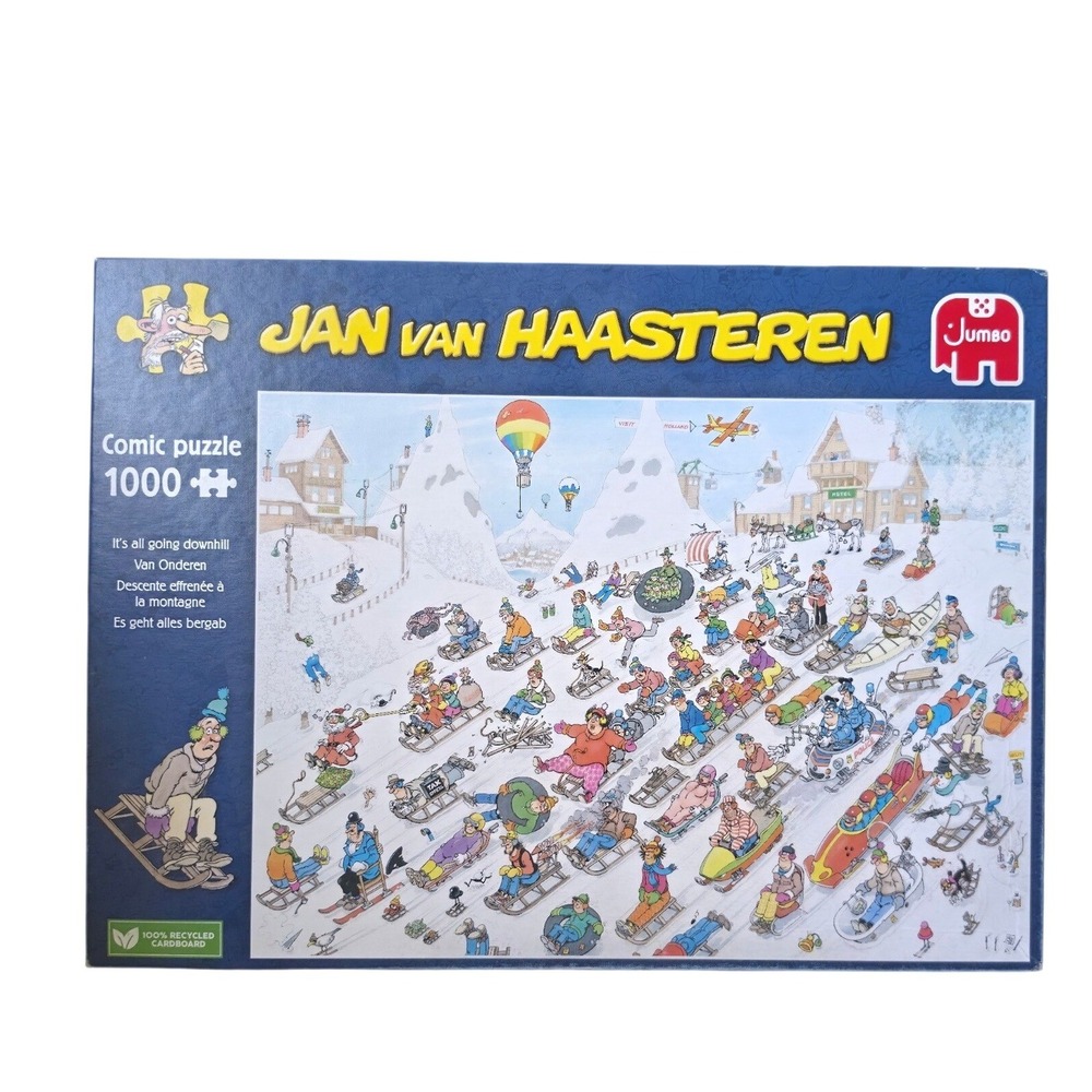Jan van Haasteren Its All Going Downhill 1000 Piece Comic Puzzle Jumbo